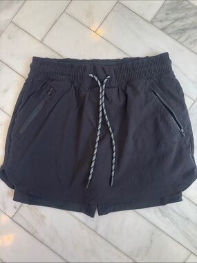 Athleta Black Active/hiking  Drawstring Skort with Zip Pockets